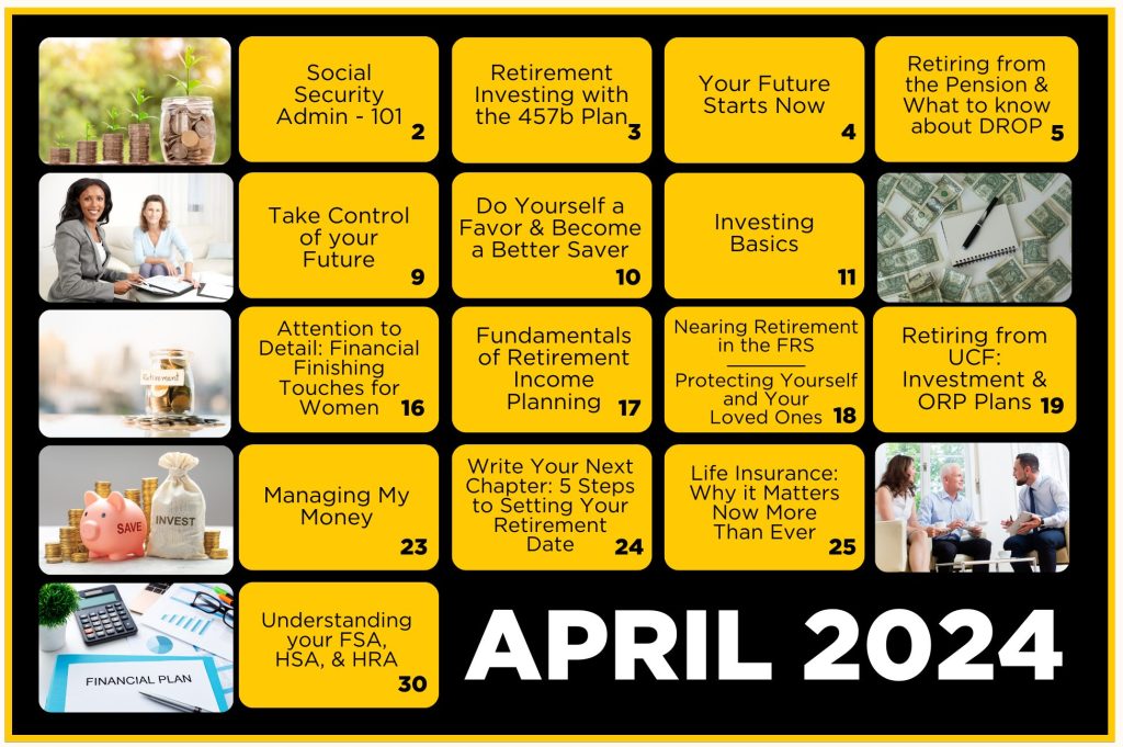 Calendar of the April 2024 Financial Wellness Series